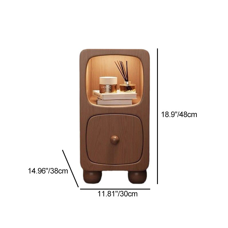 Modern Minimalist Rectangle Wood Nightstand 1-Drawer For Bedroom