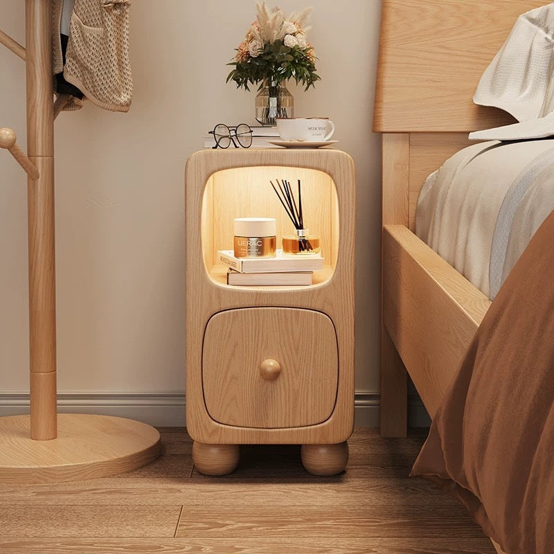 Modern Minimalist Rectangle Wood Nightstand 1-Drawer For Bedroom