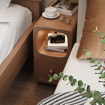 Modern Minimalist Rectangle Wood Nightstand 1-Drawer For Bedroom