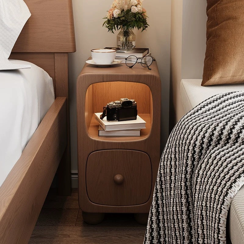Modern Minimalist Rectangle Wood Nightstand 1-Drawer For Bedroom