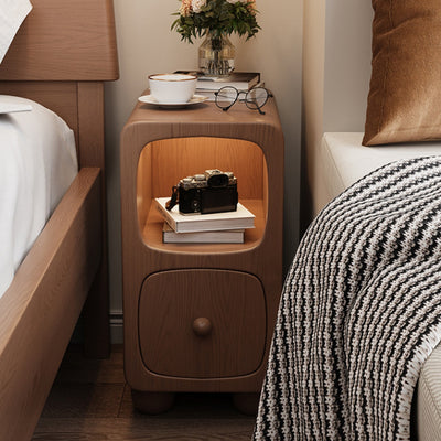 Modern Minimalist Rectangle Wood Nightstand 1-Drawer For Bedroom