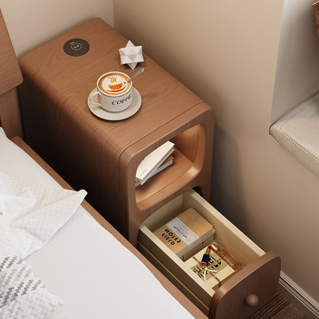 Modern Minimalist Rectangle Wood Nightstand 1-Drawer For Bedroom