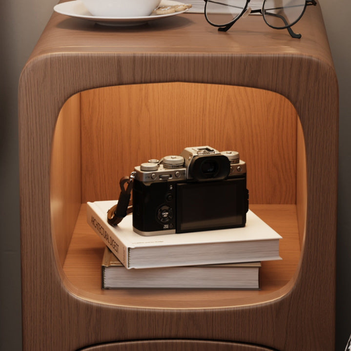 Modern Minimalist Rectangle Wood Nightstand 1-Drawer For Bedroom