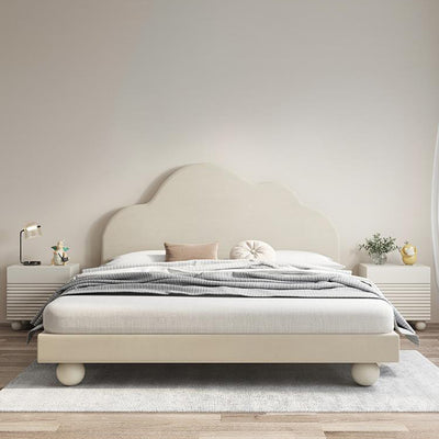 Contemporary Scandinavian Cream Square Density Panel Nightstand 2-Drawer For Bedroom