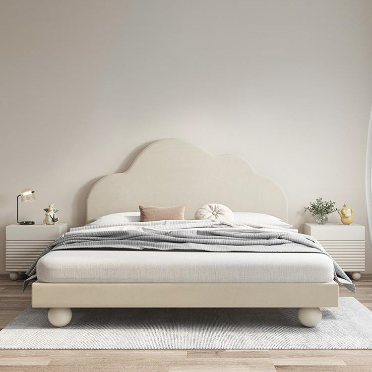 Contemporary Scandinavian Cream Square Density Panel Nightstand 2-Drawer For Bedroom