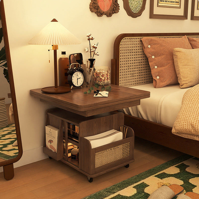 Contemporary Scandinavian Movable Liftable Folding Rectangle Square Wood Metal Glass Coffee Table 1- Cabinet For Living Room