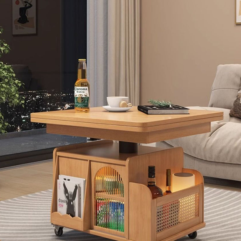 Contemporary Scandinavian Movable Liftable Folding Rectangle Square Wood Metal Glass Coffee Table 1- Cabinet For Living Room