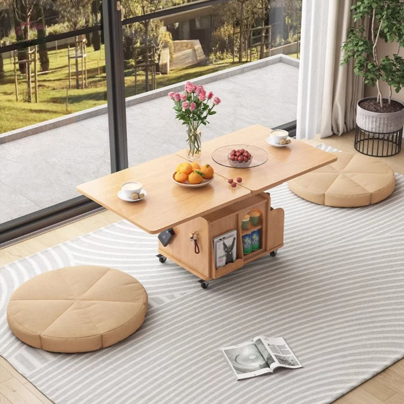 Contemporary Scandinavian Movable Liftable Folding Rectangle Square Wood Metal Glass Coffee Table 1- Cabinet For Living Room