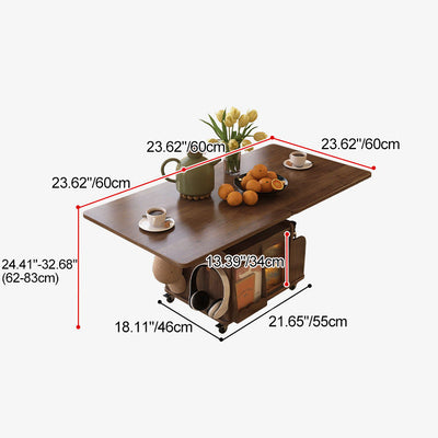 Contemporary Scandinavian Movable Liftable Folding Rectangle Square Wood Metal Glass Coffee Table 1- Cabinet For Living Room