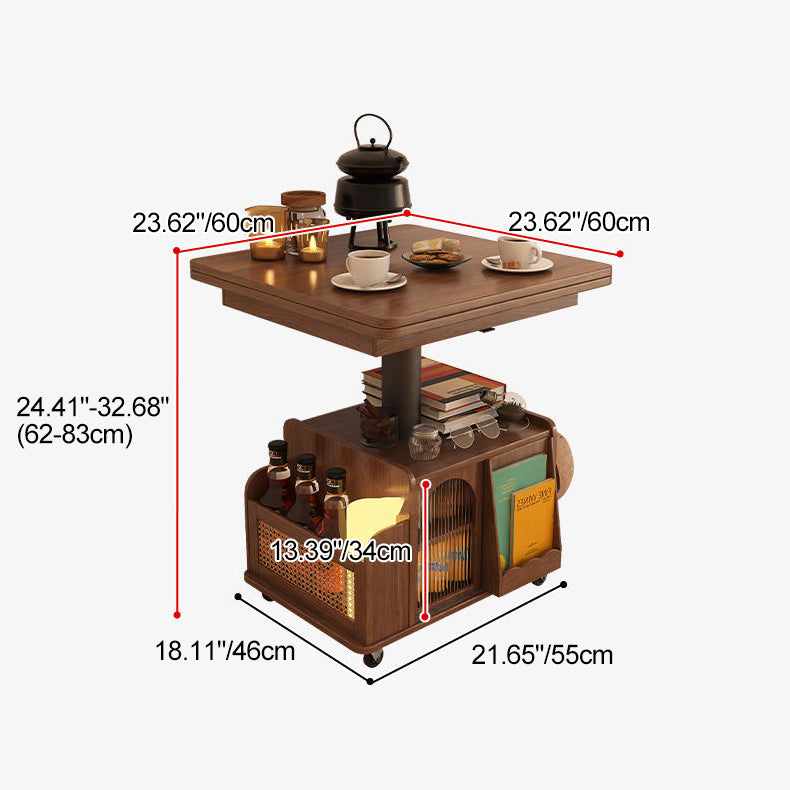Contemporary Scandinavian Movable Liftable Folding Rectangle Square Wood Metal Glass Coffee Table 1- Cabinet For Living Room