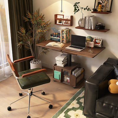 Contemporary Scandinavian Movable Liftable Folding Rectangle Square Wood Metal Glass Coffee Table 1- Cabinet For Living Room