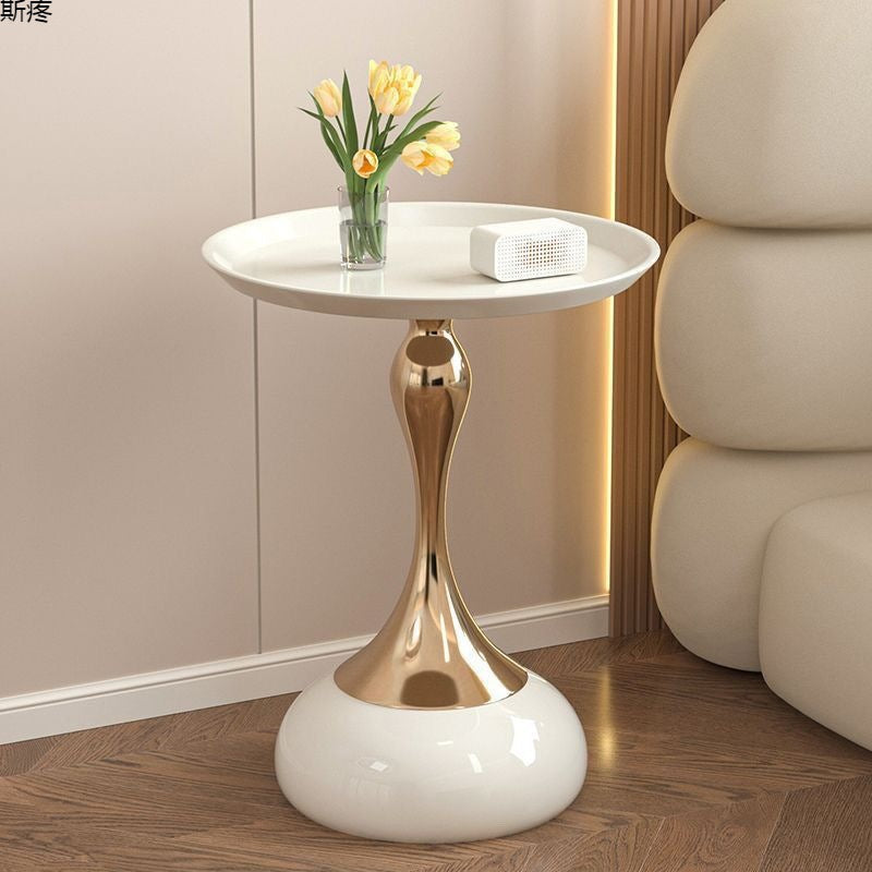 Traditional French Round Iron Side Table For Living Room