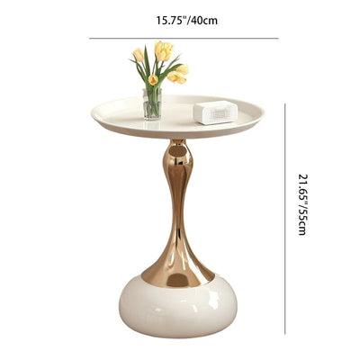 Traditional French Round Iron Side Table For Living Room