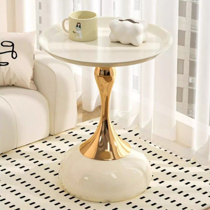 Traditional French Round Iron Side Table For Living Room