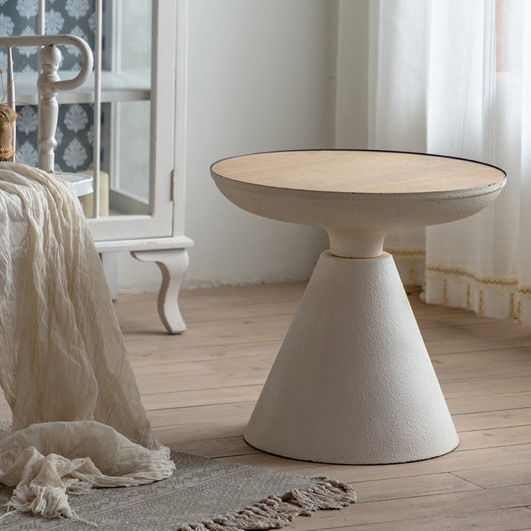 Traditional Rustic Round Cone Iron Density Panel Side Table For Living Room