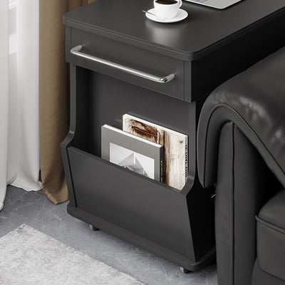 Modern Minimalist Movable Liftable Swivel Rectangular Wood Hardware Glass Side Table 3-Tier For Living Room