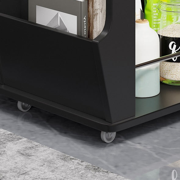 Modern Minimalist Movable Liftable Swivel Rectangular Wood Hardware Glass Side Table 3-Tier For Living Room