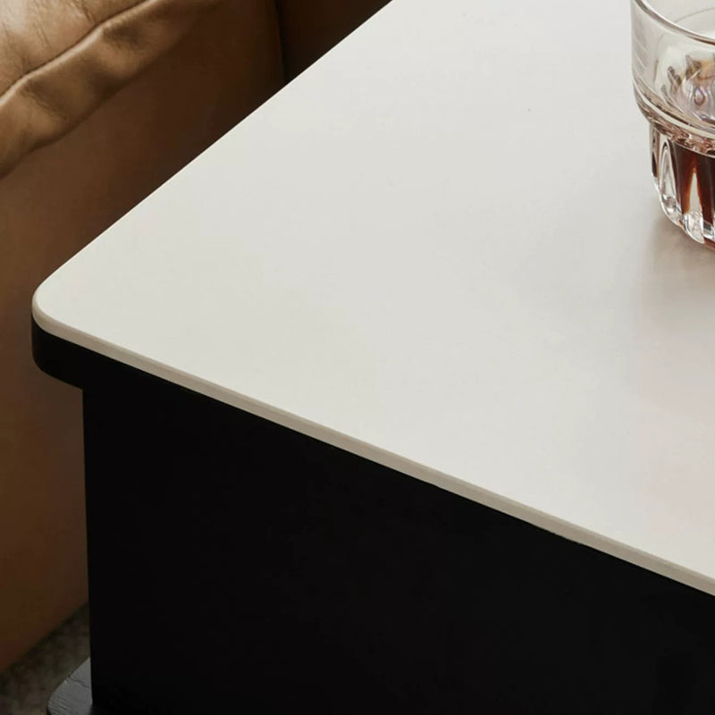 Contemporary Scandinavian Movable Liftable Swivel Rectangular Glass Oak Rock Slab Stainless Steel Side Table 3-Tier For Living Room