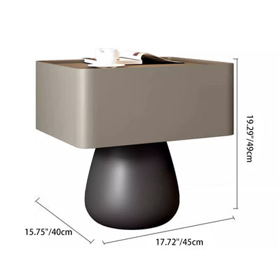 Modern Minimalist Rectangular Cone Wood Microfiber Leather Nightstand 1-Drawer For Bedroom