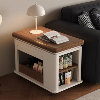 Contemporary Scandinavian Foldable Removable Rectangular Wood Coffee Table 1-Drawer For Living Room