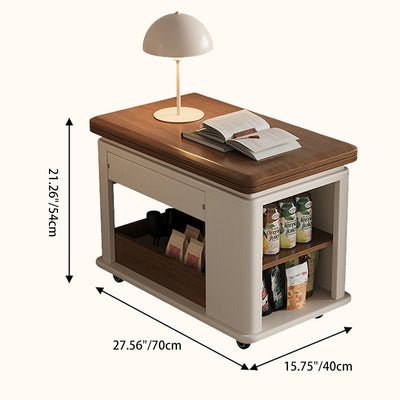 Contemporary Scandinavian Foldable Removable Rectangular Wood Coffee Table 1-Drawer For Living Room