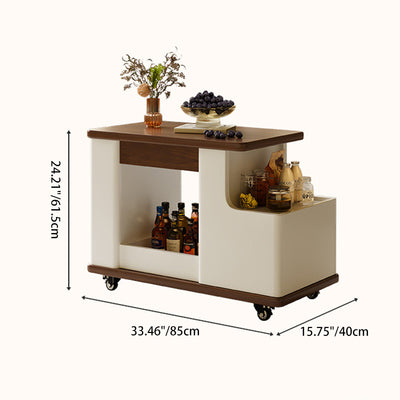 Modern Minimalist Liftable Removable Rectangular Trapezoidal Wood Plank Side Table For Living Room
