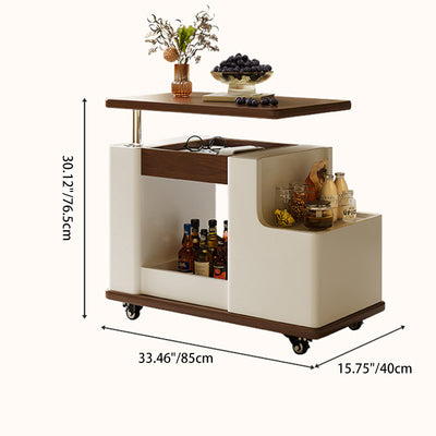 Modern Minimalist Liftable Removable Rectangular Trapezoidal Wood Plank Side Table For Living Room