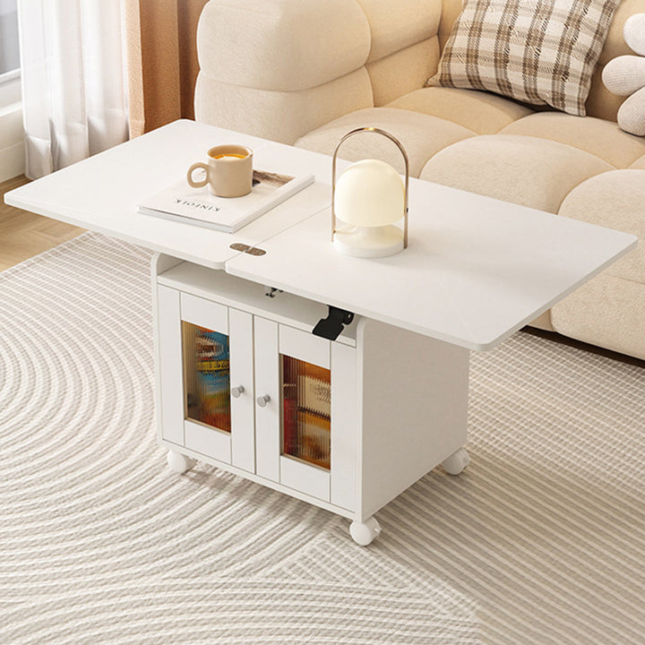Modern Minimalist Movable Liftable Foldable Expandable Particle Board Coffee Table 1-Cabinet For Living Room