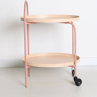 Table d'appoint contemporaine scandinave en fer ovale à 2 niveaux pour salon 