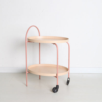 Table d'appoint contemporaine scandinave en fer ovale à 2 niveaux pour salon 