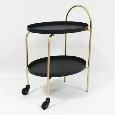 Table d'appoint contemporaine scandinave en fer ovale à 2 niveaux pour salon 
