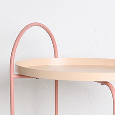 Table d'appoint contemporaine scandinave en fer ovale à 2 niveaux pour salon 