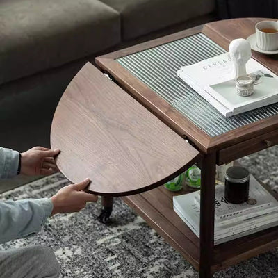 Table d'appoint ovale minimaliste moderne en bois massif, métal et verre avec 1 tiroir pour le salon 