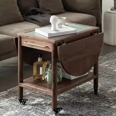 Table d'appoint ovale minimaliste moderne en bois massif, métal et verre avec 1 tiroir pour le salon 