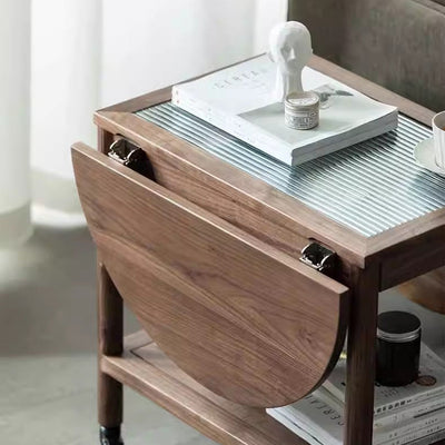 Table d'appoint ovale minimaliste moderne en bois massif, métal et verre avec 1 tiroir pour le salon 
