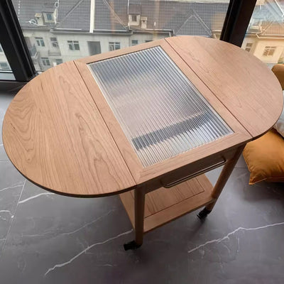 Table d'appoint ovale minimaliste moderne en bois massif, métal et verre avec 1 tiroir pour le salon 