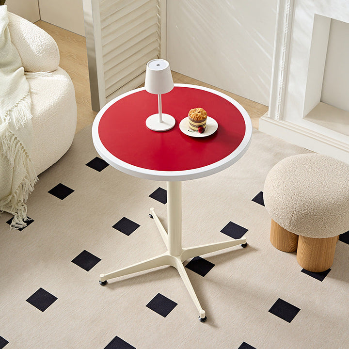 Moderner minimalistischer runder Couchtisch mit Tischplatte aus lackiertem Eisen und MDF, 4-beinig, für das Wohnzimmer 
