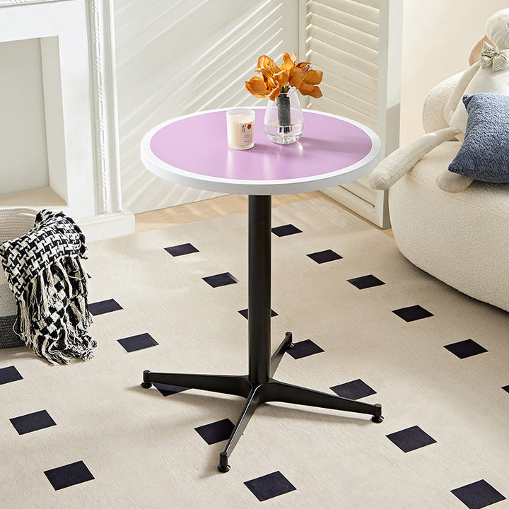 Moderner minimalistischer runder Couchtisch mit Tischplatte aus lackiertem Eisen und MDF, 4-beinig, für das Wohnzimmer 