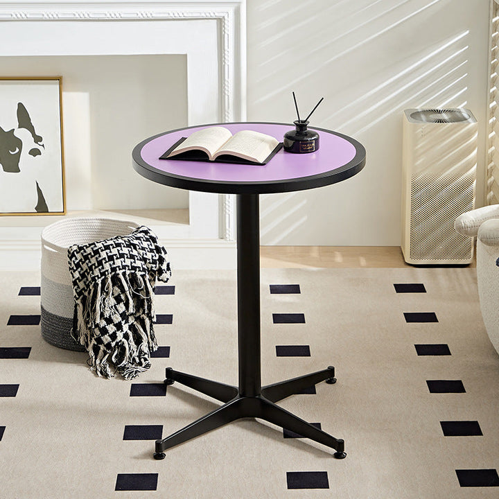 Moderner minimalistischer runder Couchtisch mit Tischplatte aus lackiertem Eisen und MDF, 4-beinig, für das Wohnzimmer 