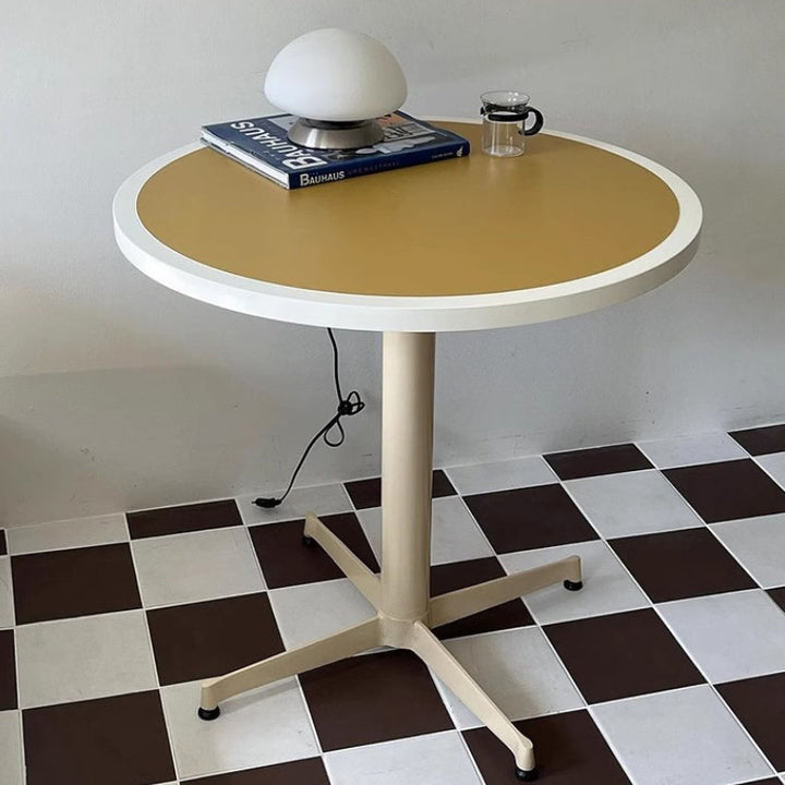 Moderner minimalistischer runder Couchtisch mit Tischplatte aus lackiertem Eisen und MDF, 4-beinig, für das Wohnzimmer 