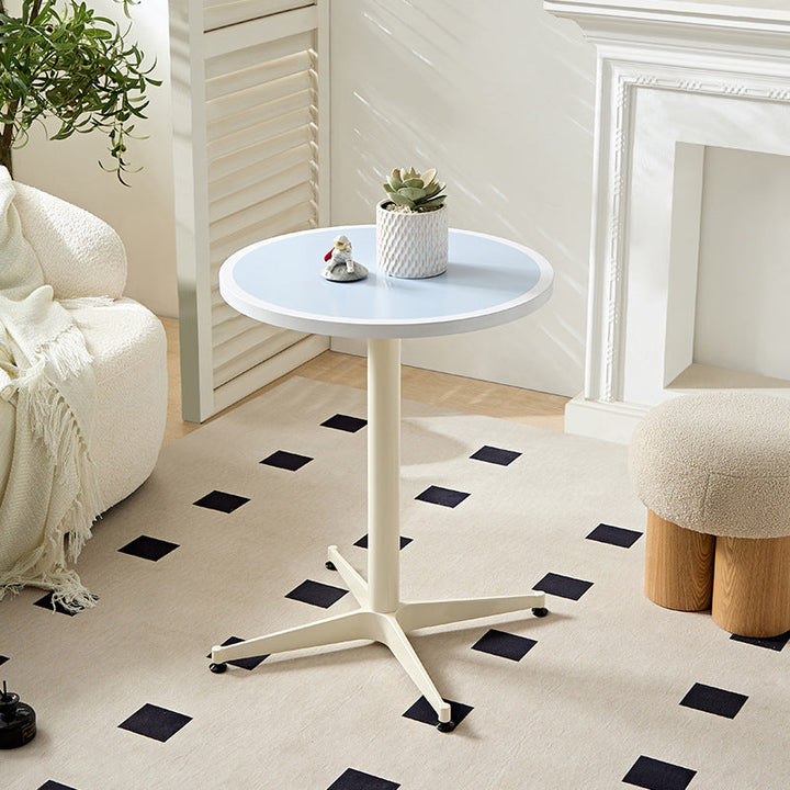 Moderner minimalistischer runder Couchtisch mit Tischplatte aus lackiertem Eisen und MDF, 4-beinig, für das Wohnzimmer 