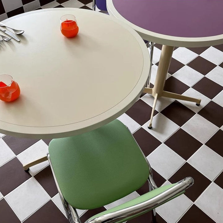 Moderner minimalistischer runder Couchtisch mit Tischplatte aus lackiertem Eisen und MDF, 4-beinig, für das Wohnzimmer 