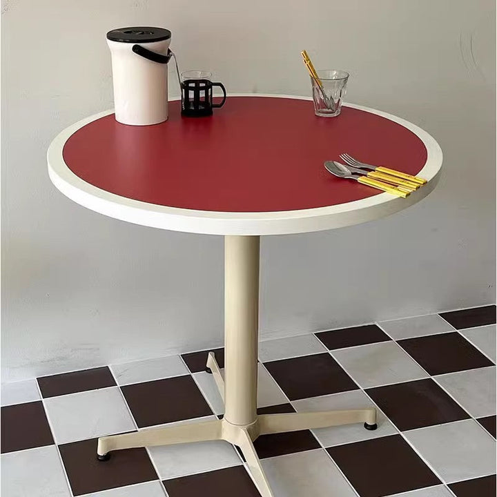 Moderner minimalistischer runder Couchtisch mit Tischplatte aus lackiertem Eisen und MDF, 4-beinig, für das Wohnzimmer 