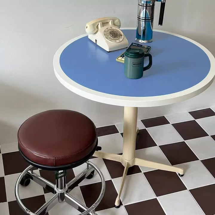 Moderner minimalistischer runder Couchtisch mit Tischplatte aus lackiertem Eisen und MDF, 4-beinig, für das Wohnzimmer 