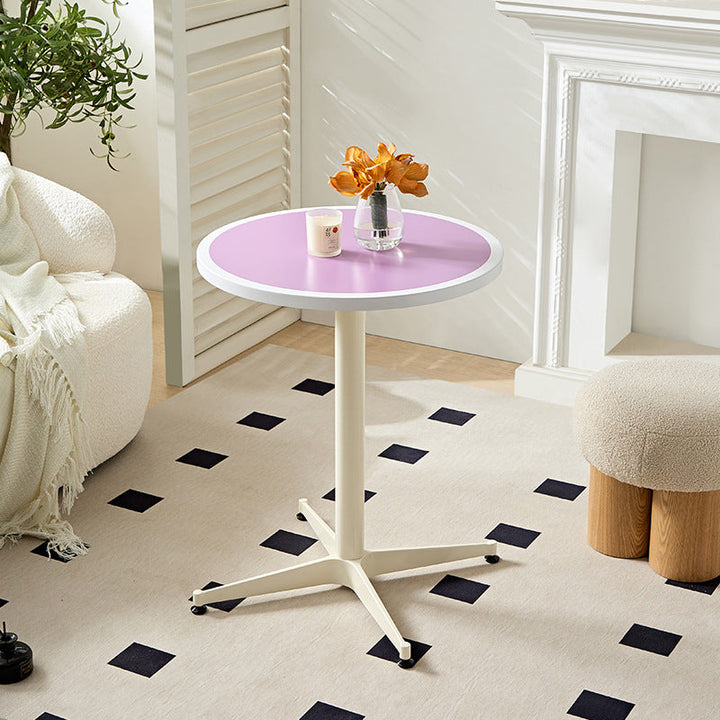 Moderner minimalistischer runder Couchtisch mit Tischplatte aus lackiertem Eisen und MDF, 4-beinig, für das Wohnzimmer 