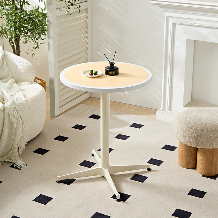 Moderner minimalistischer runder Couchtisch mit Tischplatte aus lackiertem Eisen und MDF, 4-beinig, für das Wohnzimmer 
