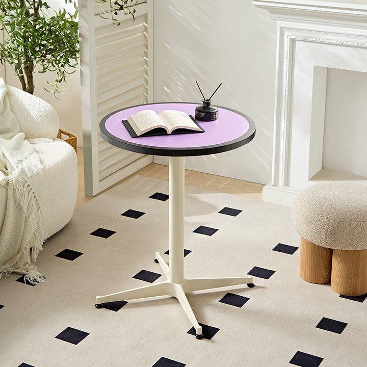 Moderner minimalistischer runder Couchtisch mit Tischplatte aus lackiertem Eisen und MDF, 4-beinig, für das Wohnzimmer 