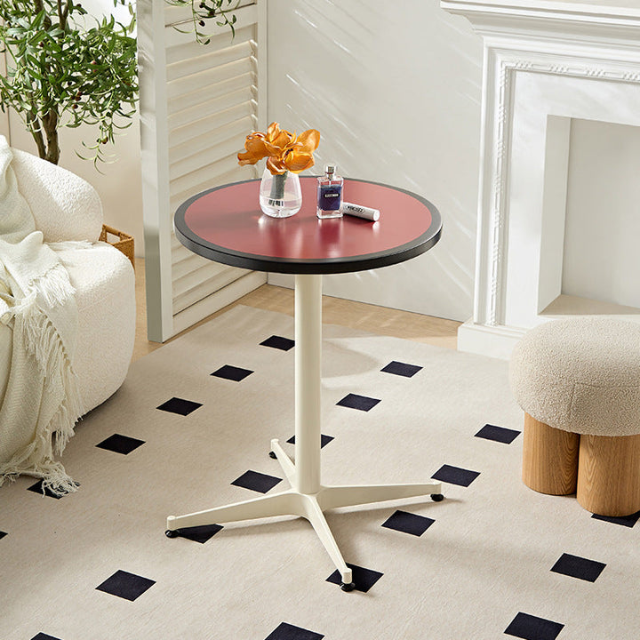 Moderner minimalistischer runder Couchtisch mit Tischplatte aus lackiertem Eisen und MDF, 4-beinig, für das Wohnzimmer 