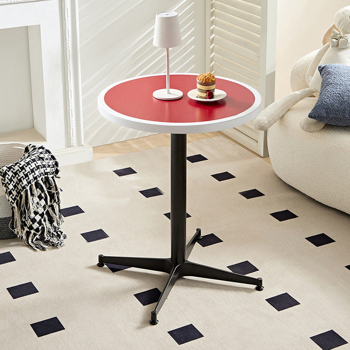 Moderner minimalistischer runder Couchtisch mit Tischplatte aus lackiertem Eisen und MDF, 4-beinig, für das Wohnzimmer 