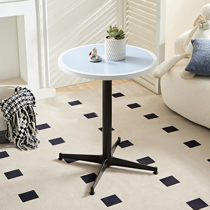 Moderner minimalistischer runder Couchtisch mit Tischplatte aus lackiertem Eisen und MDF, 4-beinig, für das Wohnzimmer 